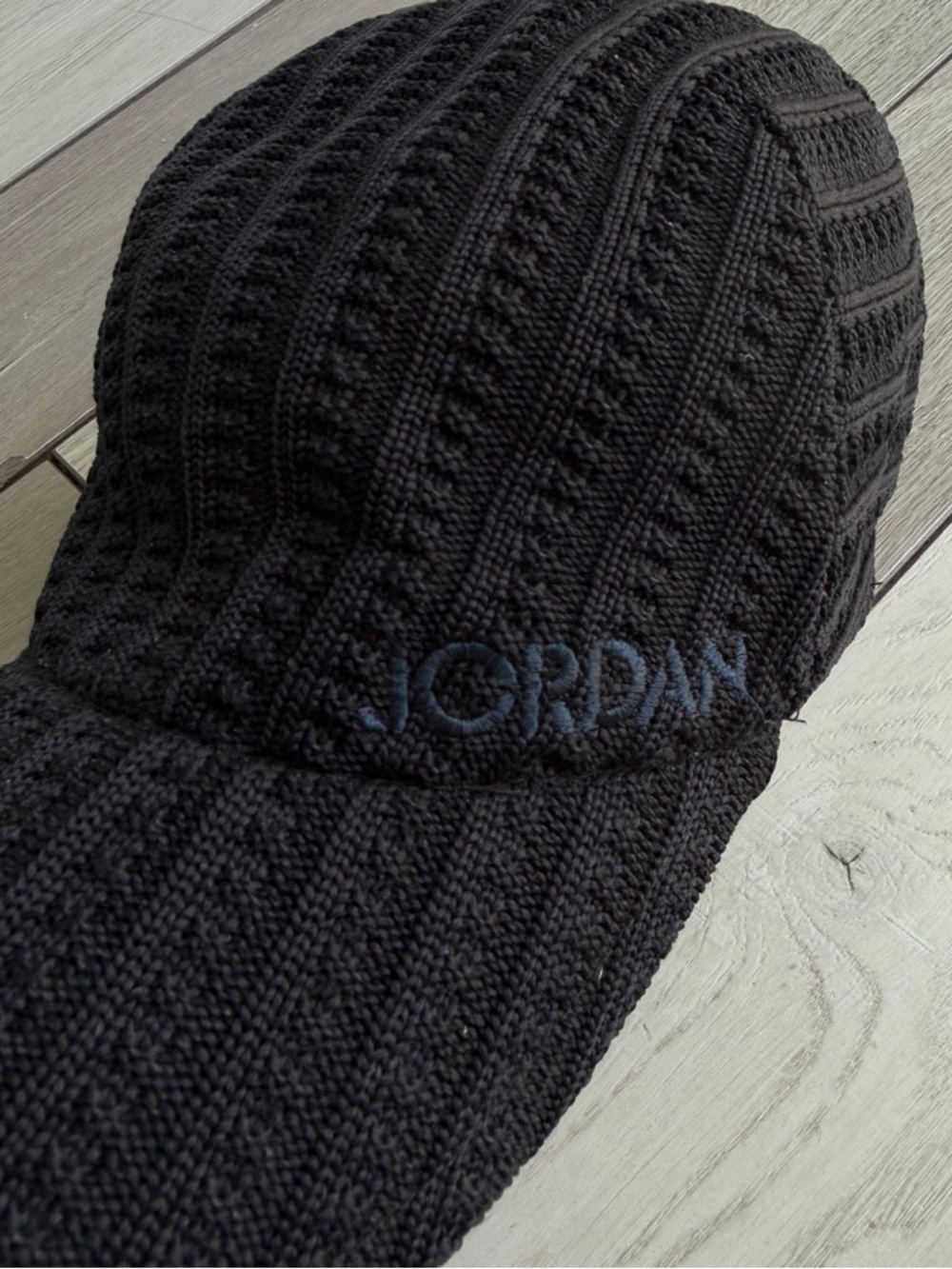 AIR JORDAN Vintage Y2K Jumpman Knit Cableknit Woven Flex Fit Hat Cap - Picture 3 of 8